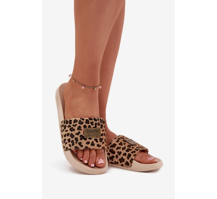 Dámské pantofle na pěnové podrážce Big Star – béžové s motivem Dámské pantofle na pěnové podrážce Big Star – béžové s motivem