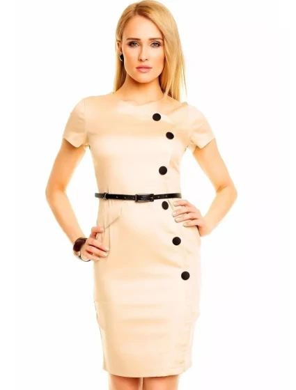 Společenské a casual šaty MAYAADI zdobené knoflíky a páskem HS-289