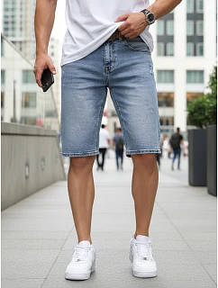 Spodenki męskie jeansowe z paskiem niebieskie model 22152781 - FashionStreet