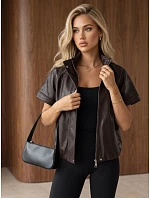 Kurtka damska skórzana z krótkim rękawem brązowa FashionStreet TY6064 Kurtka damska skórzana z krótkim rękawem brązowa FashionStreet TY6064