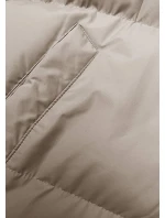 Světle béžová dlouhá hrubší dámská bunda s kapucí model 21246162 - J.STYLE Světle béžová dlouhá hrubší dámská bunda s kapucí model 21246162 - J.STYLE