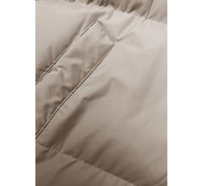 Světle béžová dlouhá hrubší dámská bunda s kapucí model 21246162 - J.STYLE Světle béžová dlouhá hrubší dámská bunda s kapucí model 21246162 - J.STYLE