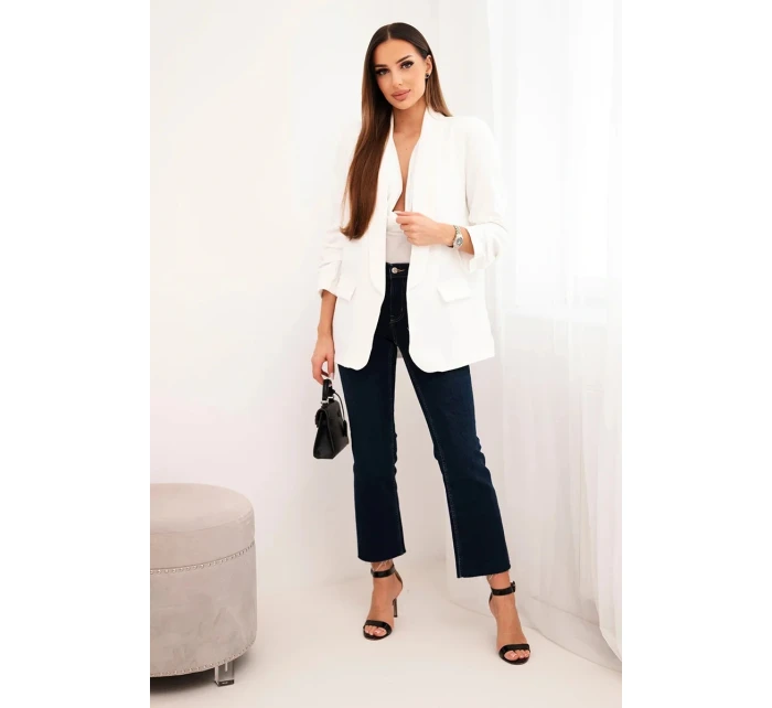 Sako s klopami elegantní ecru