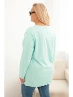 Dámská blůza Plus Size bavlněná s kulatým výstřihem mátová Dámská blůza Plus Size bavlněná s kulatým výstřihem mátová