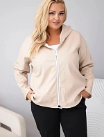 Dámská bunda Plus Size s kapucí a nastavitelným spodkem béžová