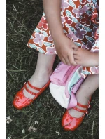 Lakované dětské baletky s červenými proužky Margenis