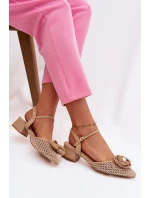 Dámské sandály na klínku s ozdobným detailem tmavě béžové Vionessa