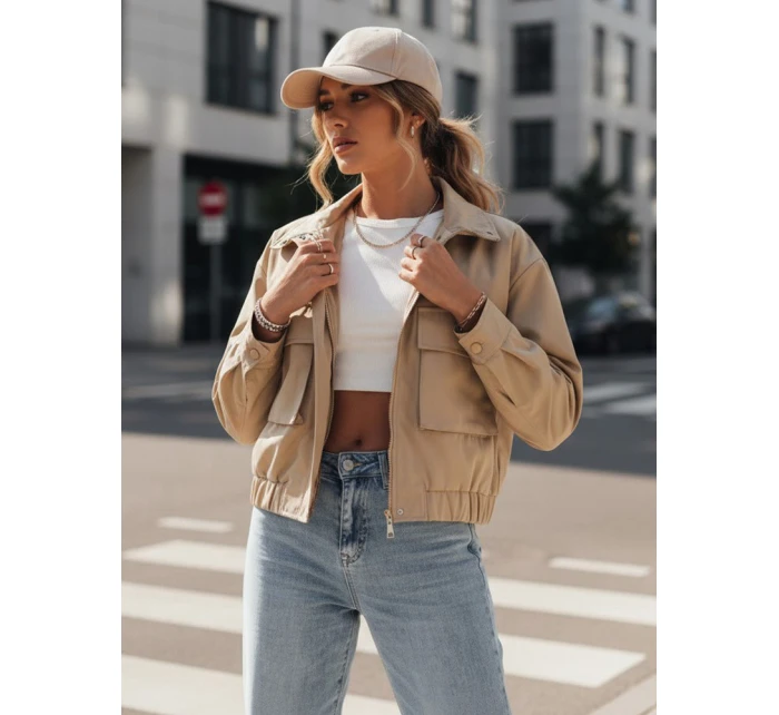 Dámská přechodná bunda ISTAN tmavě béžová FashionStreet TY4184