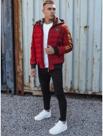 Pánská prošívaná zimní bunda s kapucí bordó Dstreet model 21980302 - FashionStreet Pánská prošívaná zimní bunda s kapucí bordó Dstreet model 21980302 - FashionStreet