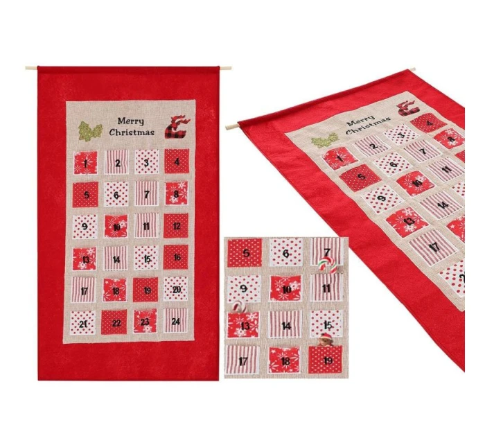 ADVENTNÍ KALENDÁŘ 56x87CM ČERVENÝ