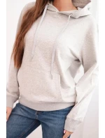 Dámská mikina s kapucí a model 21494975 z bavlny světle šedá - K-Fashion