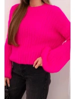 Svetr dámský z mohairu s bufáčovými rukávy malinová