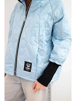 Dámská jarní prošívaná bunda s ozdobnou model 22040190 a zipem modrá - K-Fashion