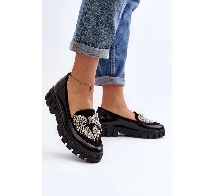 Lakované dámské mokasíny Laura Messi 2785 černé