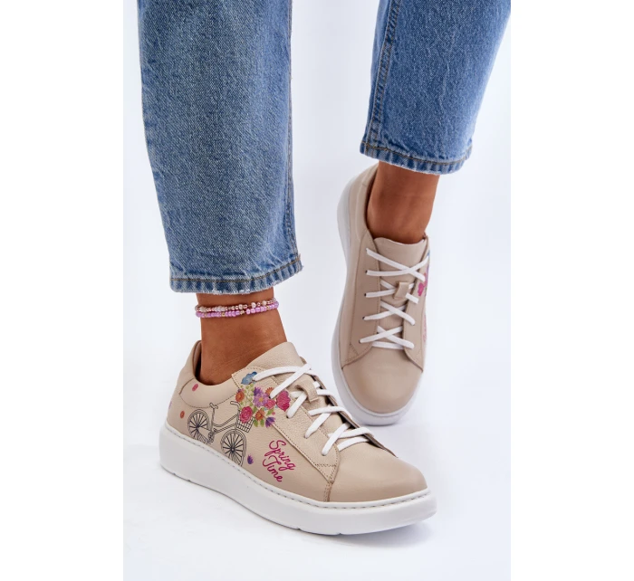 Dámské kožené tenisky Zazoo 024/TAMARA béžové