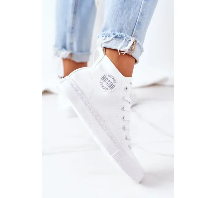 Women's Leather High Sneakers Big Star model 19948627 White - Big Star Shoes