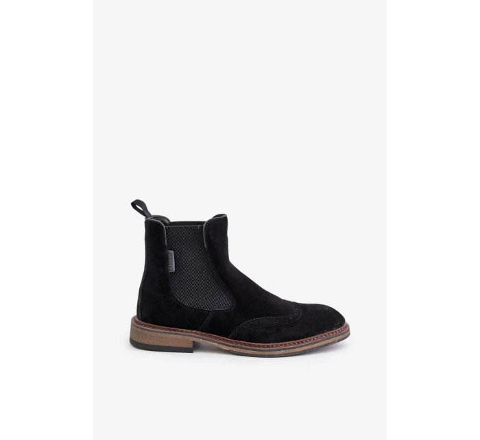 Semišové Pánské Kotníkové Boty Chelsea Big Star Černé Semišové Pánské Kotníkové Boty Chelsea Big Star Černé