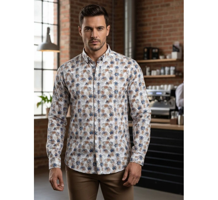 Pánská bílá košile s květinami Dstreet model 21989379 - FashionStreet Pánská bílá košile s květinami Dstreet model 21989379 - FashionStreet