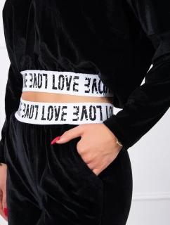 Velurová souprava s kapucí černá