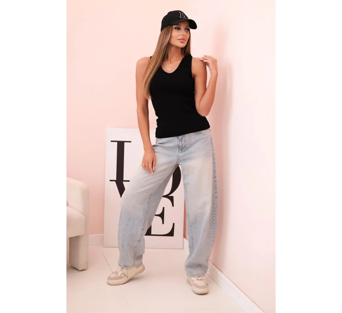 Top dámský bavlněný na ramínkách s výstřihem do V černá Top dámský bavlněný na ramínkách s výstřihem do V černá