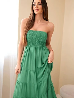 Dámské viskózové šaty s elastickým vrškem zelená