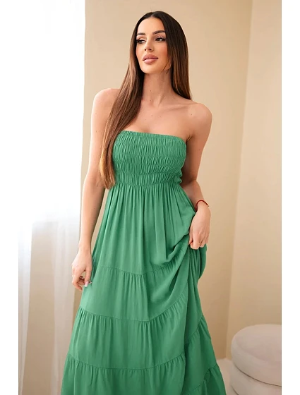 Dámské viskózové šaty s elastickým model 22040136 zelená - K-Fashion