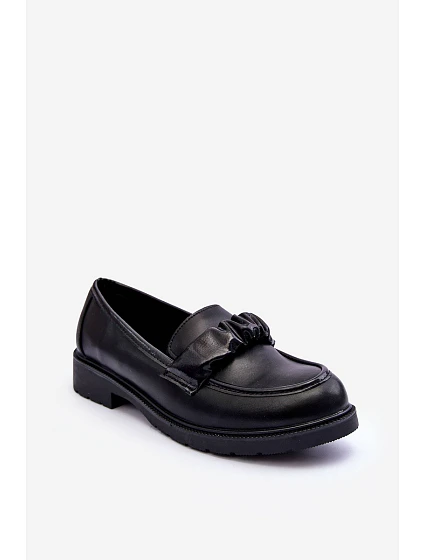Kožené Mokasíny Polobotky Na Plochém Podpatku Černé model 21631248 - S.Barski Kožené Mokasíny Polobotky Na Plochém Podpatku Černé model 21631248 - S.Barski