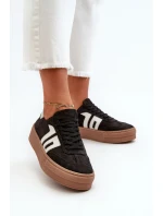 Dámské kožené tenisky na platformě černé Zazoo N1095S2 Dámské kožené tenisky na platformě černé Zazoo N1095S2