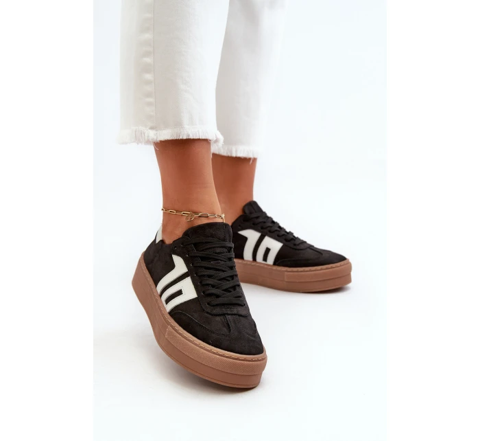 Dámské kožené tenisky na platformě černé Zazoo N1095S2 Dámské kožené tenisky na platformě černé Zazoo N1095S2