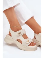 Dámské sandály se zlatými detaily béžové model 21701752 - EVENTO Dámské sandály se zlatými detaily béžové model 21701752 - EVENTO