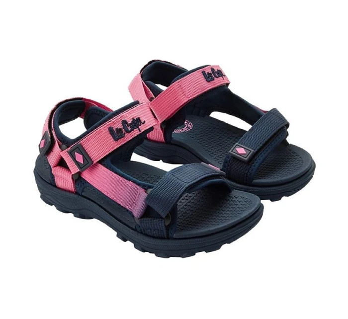 Lee Cooper dětské boty dívčí sandály na suchý zip na léto na pláž tmavě modré růžové
