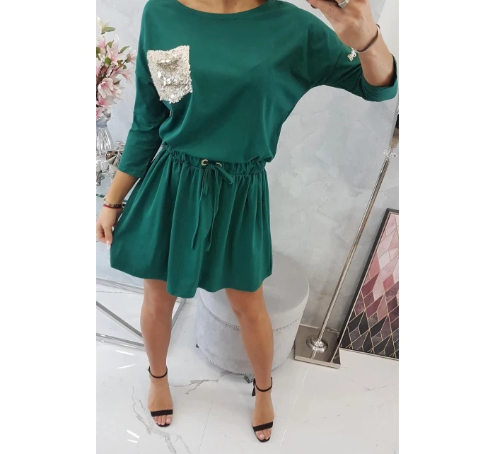 Šaty s flitrovou kapsou zelené Šaty s flitrovou kapsou zelené