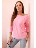 Dámská halenka s lodičkovým výstřihem světle růžová