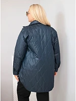 Dámská prošívaná bunda Plus Size s límcem a kapsami modrá Dámská prošívaná bunda Plus Size s límcem a kapsami modrá