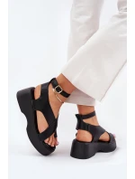 Dámské Sandály Na Platformě A Klínu Eko Kůže Černé model 21688732 - Boto