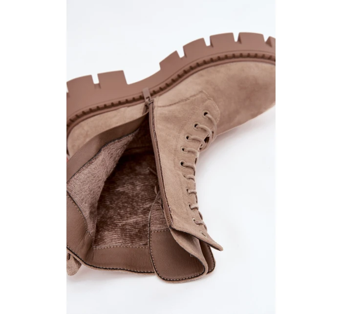 Zateplené workery dámské s ozdobou béžové model 21708928 - Boto