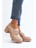 Béžové semišové boty Finley na masivních vysokých podpatcích Béžové semišové boty Finley na masivních vysokých podpatcích