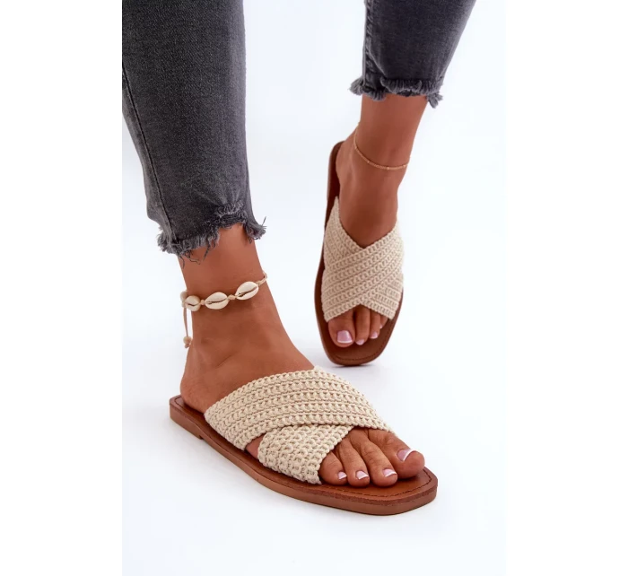 Dámské ploché pantofle Big Star Béžové Dámské ploché pantofle Big Star Béžové