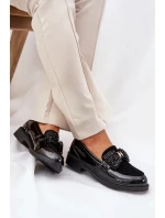 Dámské lakované mokasíny s mašlí S.Barski – černé