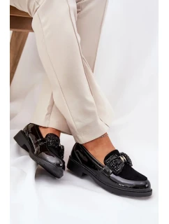 Dámské lakované mokasíny s mašlí S.Barski – černé