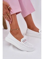 Dámské kožené mokasíny model 21834417 – bílé - Kesi