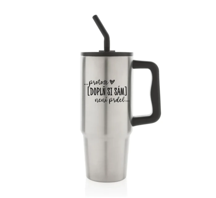 Personalizovaná termoska s barevným víčkem - Protože [doplň si sám] není prdel