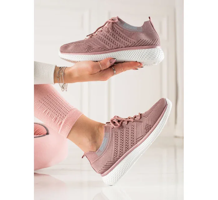 Výborné růžové  tenisky dámské bez podpatku