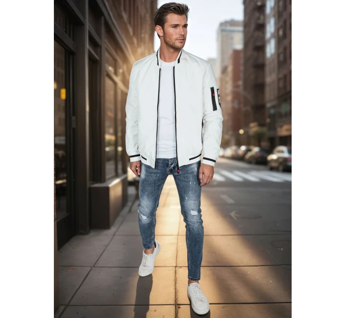 Pánská přechodná bunda bomber bílá FashionStreet TX5025