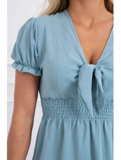 Šaty s vázaným výstřihem do V mořsky modré