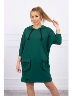 Šaty s kapucí tmavě zelené