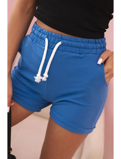 Dámské bavlněné šortky s gumou a zavazováním v pase model 21223880 - K-Fashion