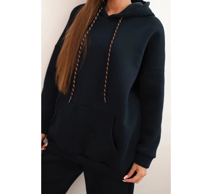 Dámská tepláková souprava zateplená z bavlny s kapucí granátová