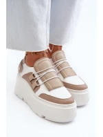 Zazoo 1833 Dámské Kožené Tenisky na Masivní Podrážce Bílé