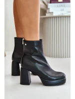 Boty na podpatku z přírodní kůže Černé GOE OO2N4166-W2